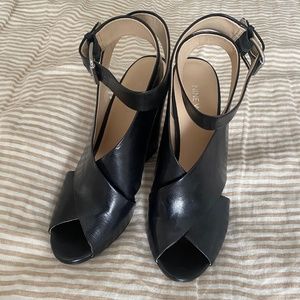 Nine West Black Leather Heels, Women’s Size 8.5